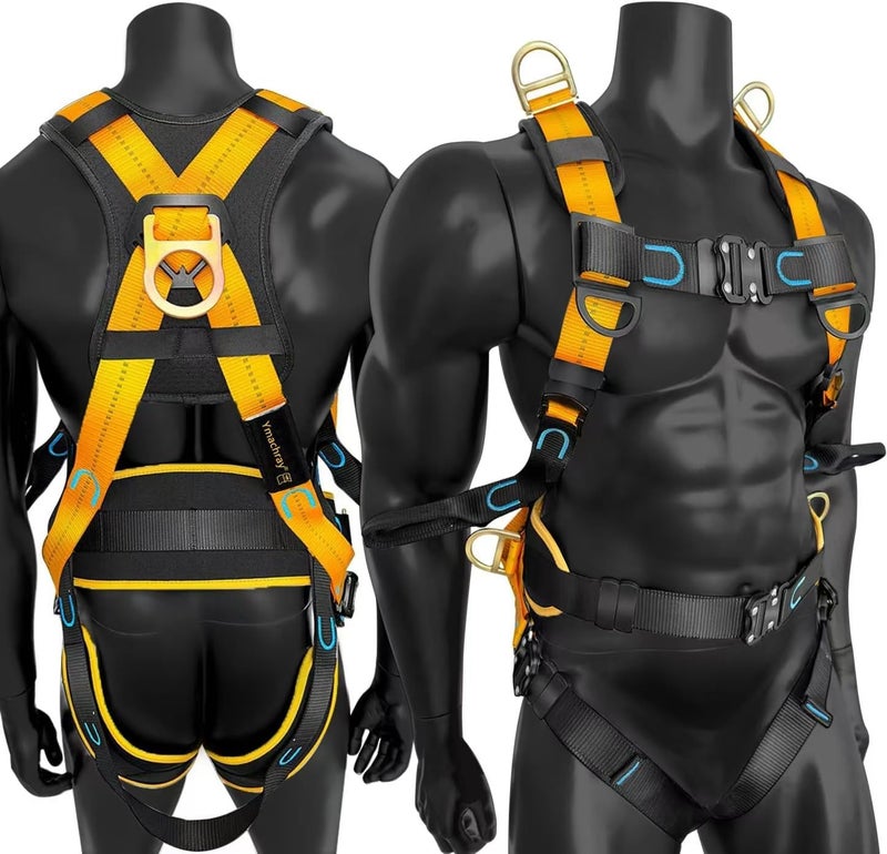 Ymachray Fall Protection Full-Body Safety Harness, Roofing Harness Kit Men Construction Harness,5 Heavy Duty D-rings&Upgrade 4 Quick Buckles(OSHA/ANSI) - Image 1